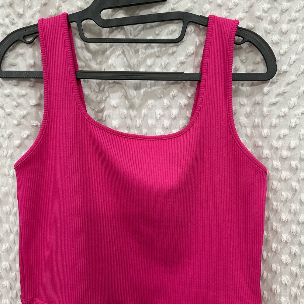 Vibrant Pink Ribbed Tank Top